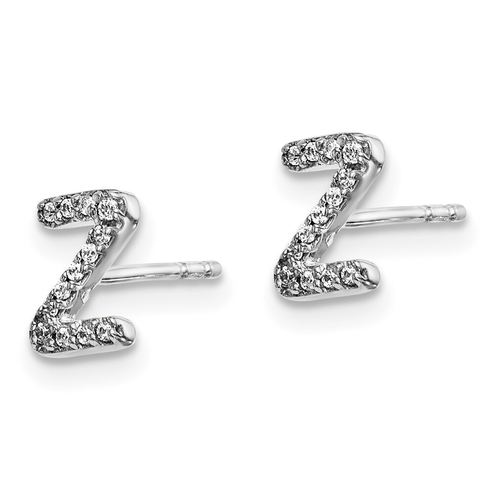 7mm 14k White Gold Diamond Initial Z Earrings EM4169Z-008-WA 7mm 14k White Gold Diamond Initial Z Earrings EM4169Z-008-WA