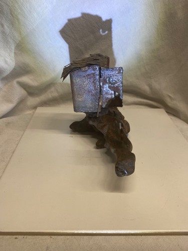 Brutalist Art Metal Driftwood Sculpture Art Dad’s Library in Outhouse humor - Picture 3 of 8