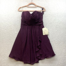 LanTing Bride Dress Womens 6 Purple Bridesmaid Chiffon Sweetheart Sleeveless