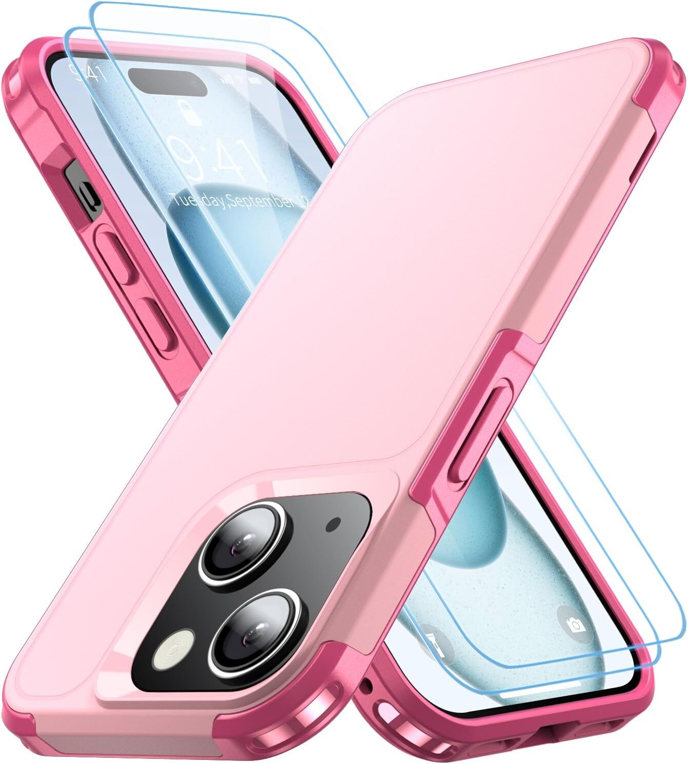 AEDILYS Shockproof for iPhone 15 Case, 15FT Military Grade Drop Protection- Pink-image