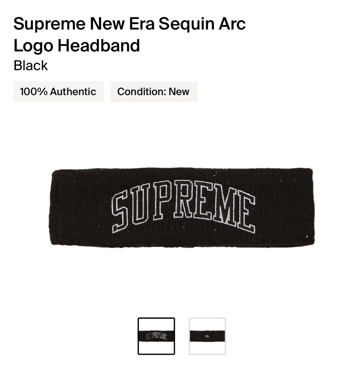 Supreme New Era Sequin Arc Logo Headband FW18