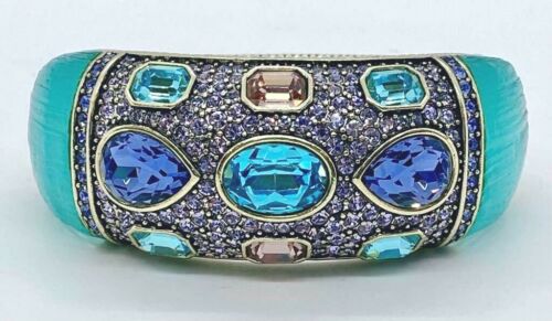 HSN Heidi Daus "Say It With Style" Crystal & Acrylic Hinged Bangle Bracelet