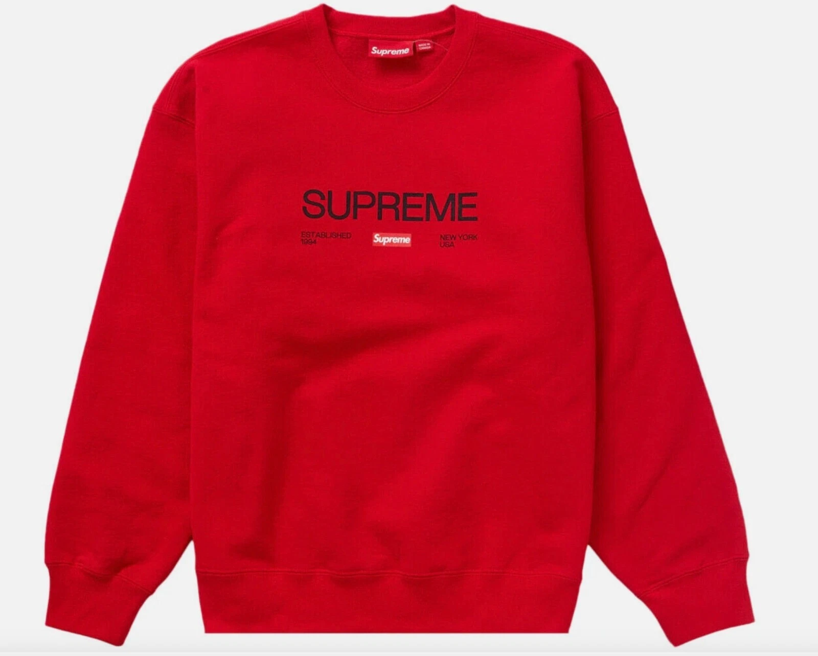 Supreme Established Crewneck rouge taille homme XL 2024 ÉPUISÉ