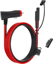 10FT SAE to Cigarette Lighter Plug with Switch and Fuse, 16AWG 12V Cigarette