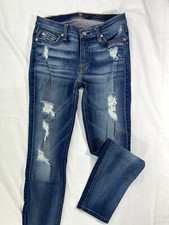 7 For All Mankind The Ankle Skinny Jeans Women  s Size 27W 26L Blue Denim