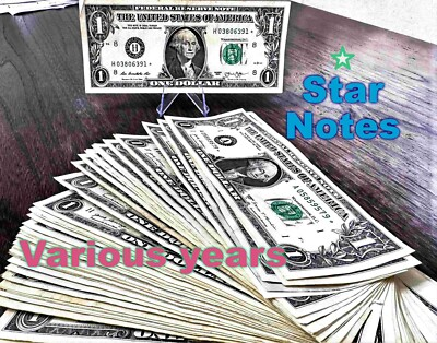 #ad FANCY SERIAL NUMBERS $1 STAR NOTES Almost Uncirculated $4.99