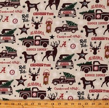 Cotton University of Alabama Crimson Tide Holiday College Fabric Print D666.23