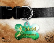 Personalised Pet ID Tag - ID Tag - Dog Tag - Bone Tag - Tinkerbell theme