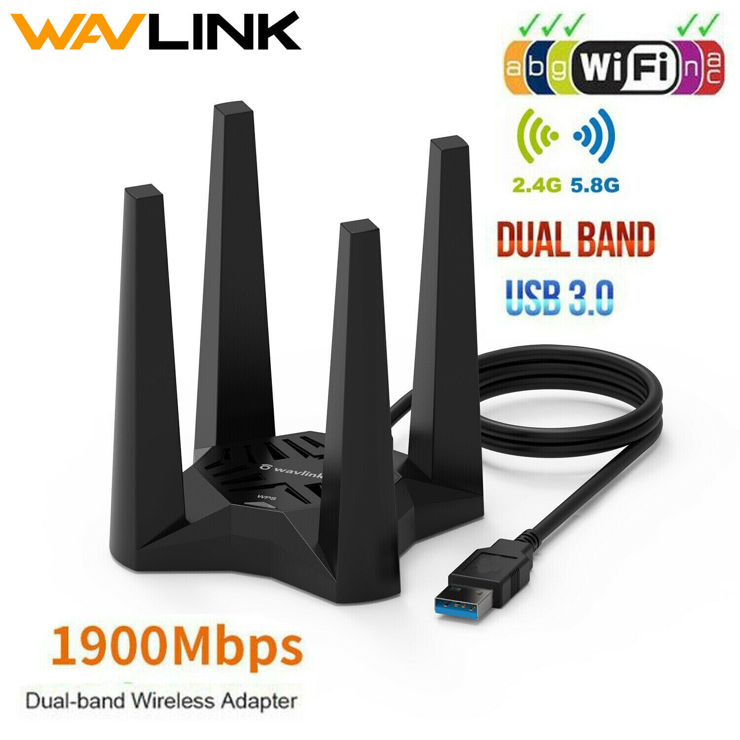 1900Mbps Long Range AC1900 Dual Band 2.4/5G Wireless USB 3.0 WiFi Adapter US. Available Now for 27.59