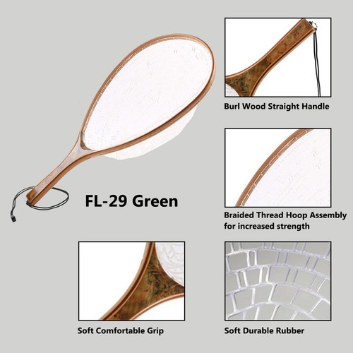 Maxcatch Fly Fishing Landing Net Trout Net Wooden Frame with Rubber Netting - Picture 15 of 18