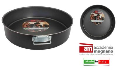 Poêle à Frire Deux Poignées 24 Cm - Accademia Mugnano - Fabriquée En Italie - Pour Gaz