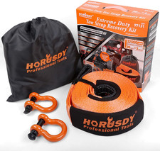 Nylon Heavy Duty Tow Strap Recovery Strap With Hooks 3 X 30ft - 32000 Lbs Brea