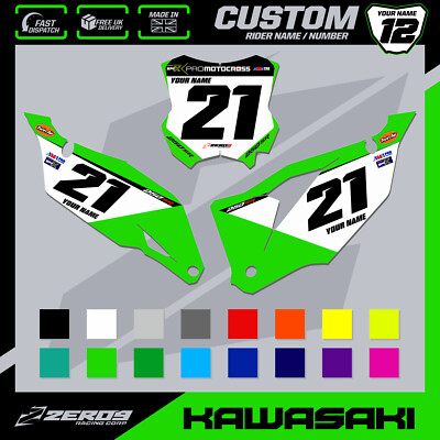 CUSTOM MX NUMMERNSCHILDER HINTERGRÜNDE GRAFIK KAWASAKI KXF 250 2021 - 2024 TEAM