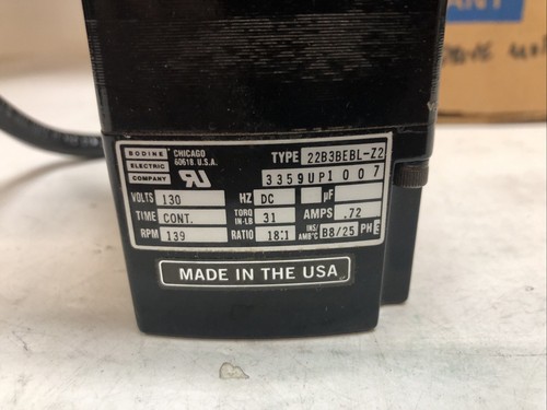 1 New Bodine Electric Company 22B3BEBL-Z2, Gearmotor, 130V, 139RPM, .72 Amps - Picture 2 of 24