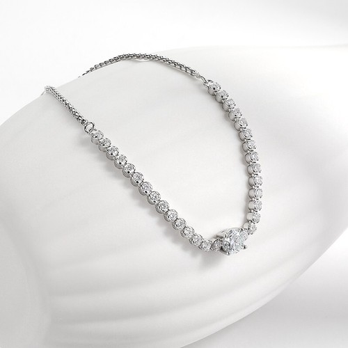 Full Real Moissanite Tennis Bracelet for Women S925 Silver 18K White Gold Plated - Picture 5 of 13
