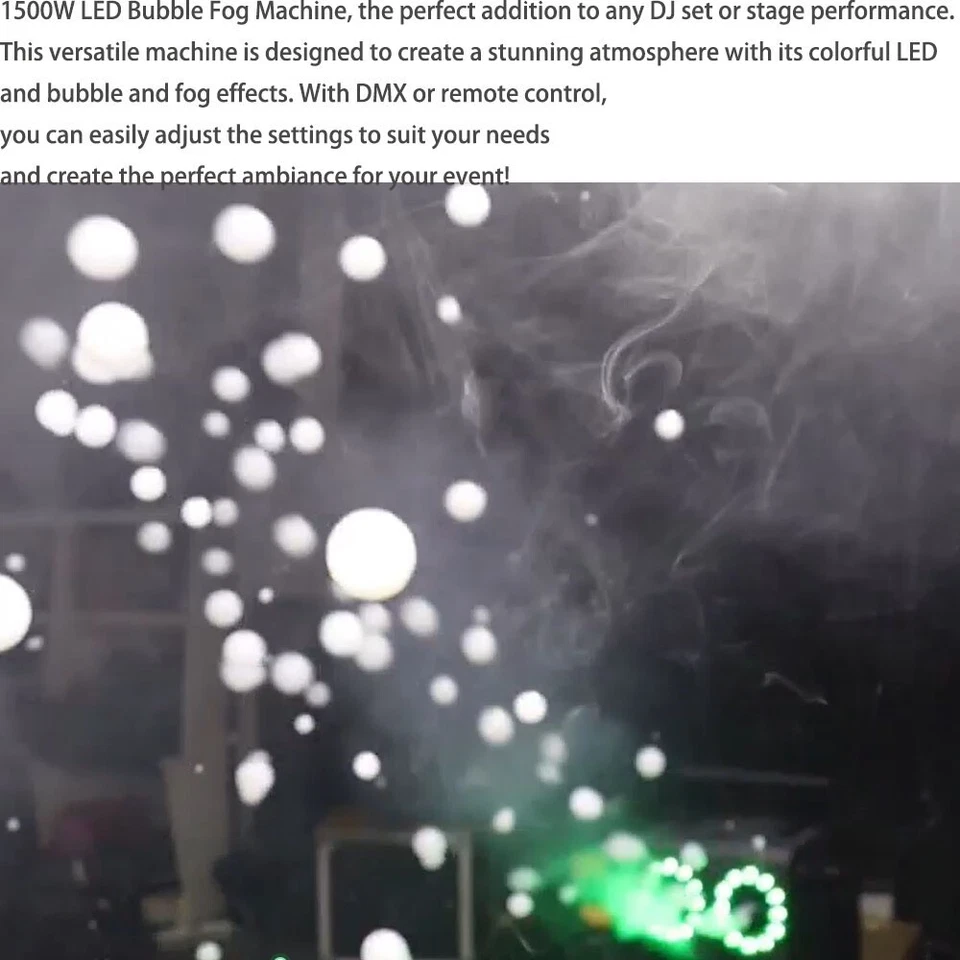 4in1 Led 1500W Fog Bubble Machine Remote DMX Smoke Bubble Maker for  Party Stage - Image 4 of 4
