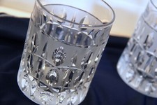 Pair of Rare Diamond Pattern Pressed Whiskey Glasses
