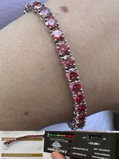 Real Iced Pink MOISSANITE 5mm Tennis Bracelet 925 Silver Passes Tester GRA