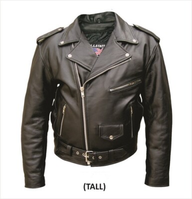 Men Tall Black Buffalo Leather  Jacket
