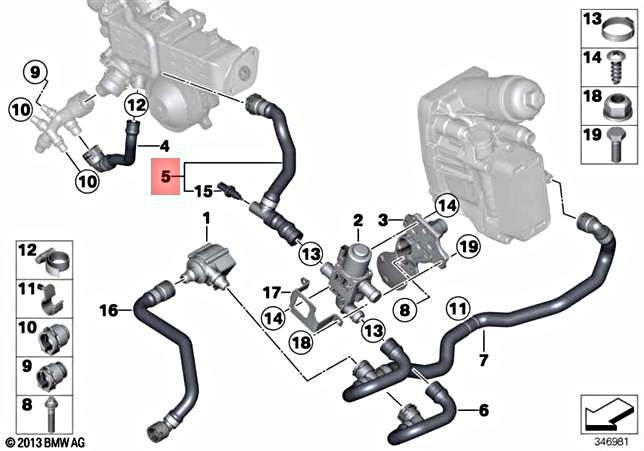 Genuine BMW F10 F10N F11 F11N F15 F25 SUV Engine Coolant Hose OEM 