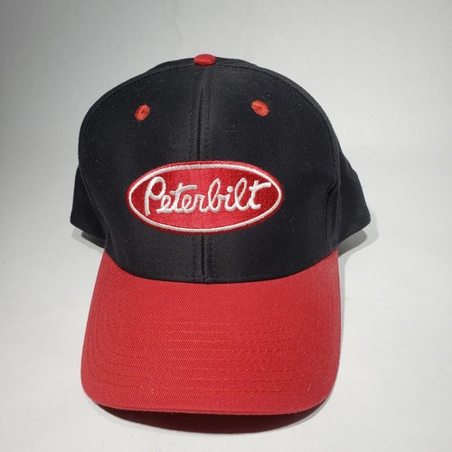 Red and Black Peterbilt Embroidered Logo Patch Snapback Baseball Hat Cap EUC - Picture 3 of 7