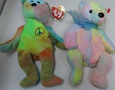 Ty Beanie Babies Plush Lot 1996 PEACE 2000 Mellow Rainbow Colors