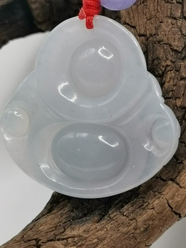 Icy Ice White Jadeite Jade Maitreya Buddha Pendant # 40 carats # - Picture 14 of 24