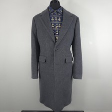 Banana Republic Coat Mens Large Gray Wool Flannel Overcoat Long Lined Classic
