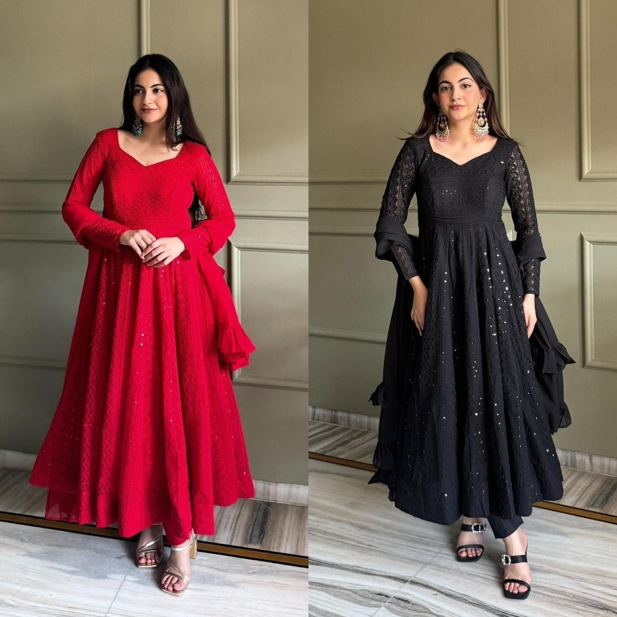 anarkali plus size indian party dresses plus size red party dress Plus Size Red Sequin Anarkali Dress with Cape