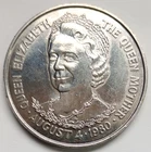 1980 TRISTAN DE CUNHA 25 Pence Coin QUEEN MOTHER BIRTHDAY CIRCULATED BUT CLEAN