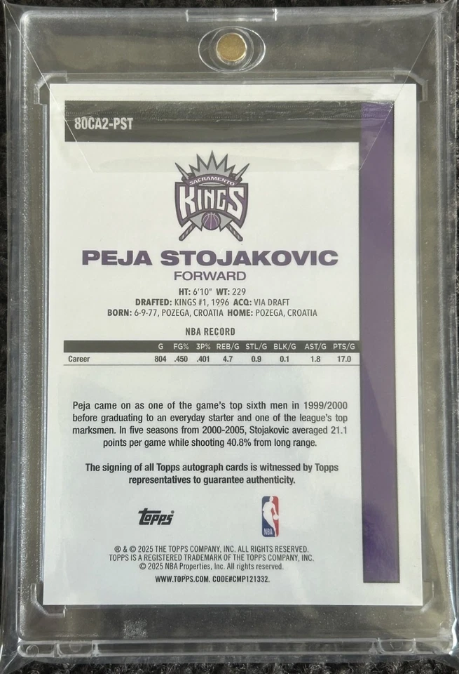 2025/26 Topps Chrome Basketball Black Mojo Peja Stojakovic On Card Auto 2/10 - Image 4 of 4