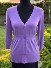 Ann Taylor SZ S Lilac Purple Wool Blend Button Down Cardigan Sweater