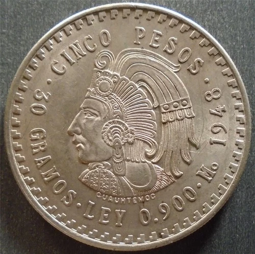 Photo of a 1948 Mexico 5 Pesos Silver from an eBay listing that sold on Jul 18, 2026