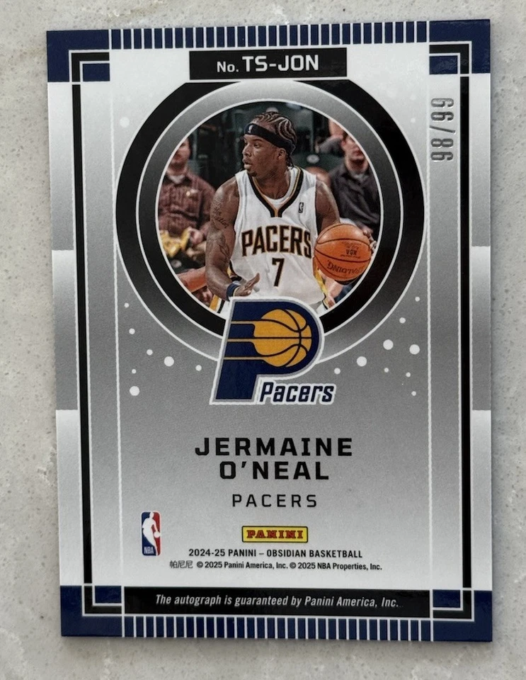 2024-25 Panini Obsidian Twilight Signatures Jermaine O'Neal E/E Orange Auto /99 - Image 2 of 2