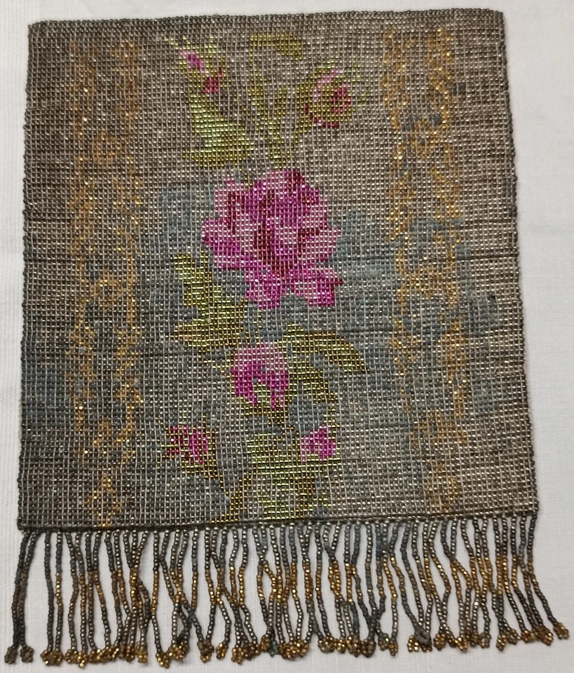 Ancien Sac à main  'cotte de mailles'  Fleurs argenté Art Nouveau P: 200 gr - Photo 4/4