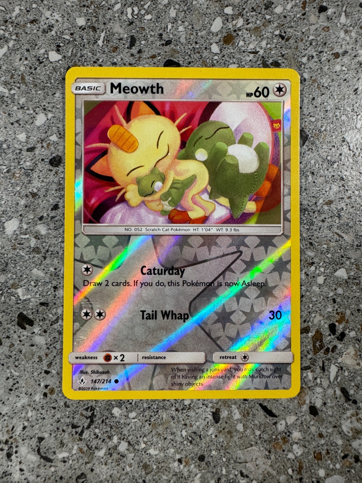 Pokemon TCG Cards Meowth 147/214 Unbroken Bonds Reverse Holo NM