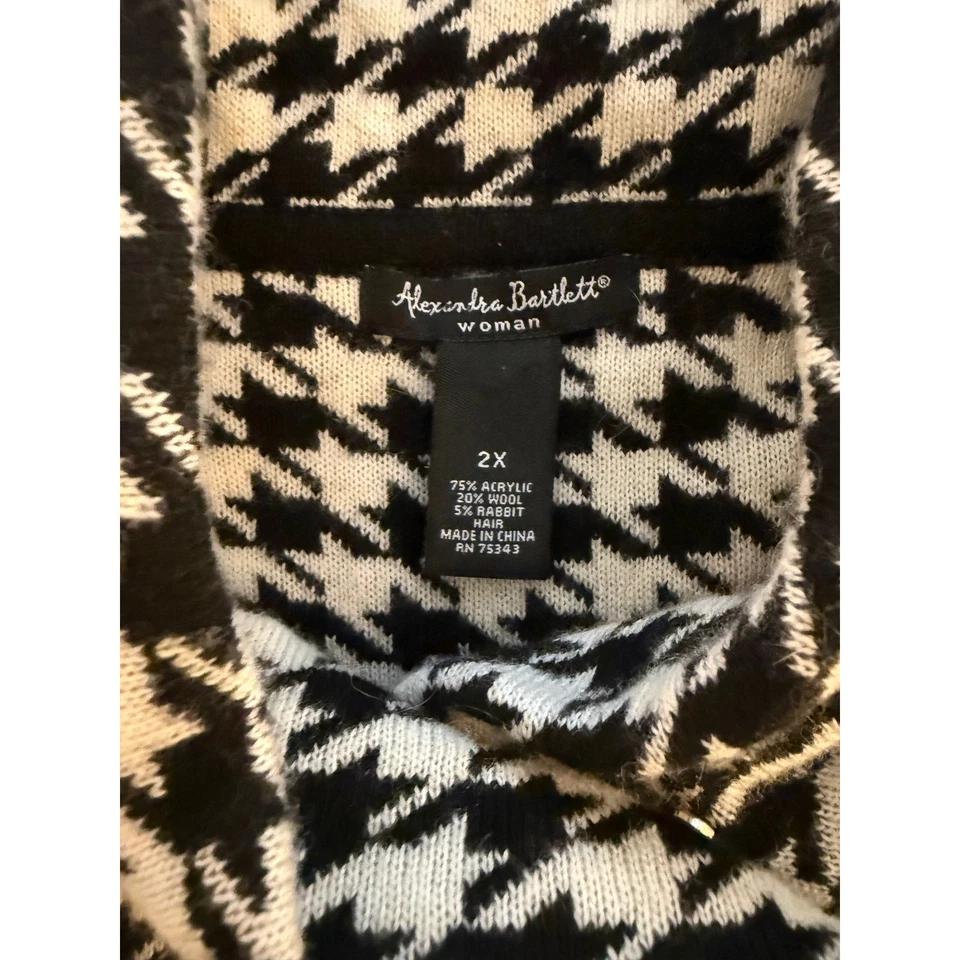 Cárdigan suéter Alexandra Bartlett cara abierta pata de gallo para mujer 2X mezcla de lana Foto 3 de 4