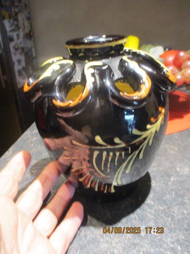 Ancien Pot Vase Multi Fleurs Céramique Poterie GABRIEL PECQUET St Laurent Mâcon - Picture 3 of 6