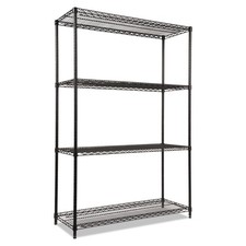 Alera NSF Certified Industrial 4-Shelf Wire Shelving Kit 48wx18dx72h Black