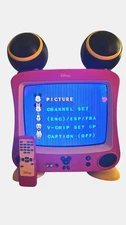 Disney Mickey Mouse TV DT-1300-C 13" CRT Television Red/Yellow w/ Remote Tested