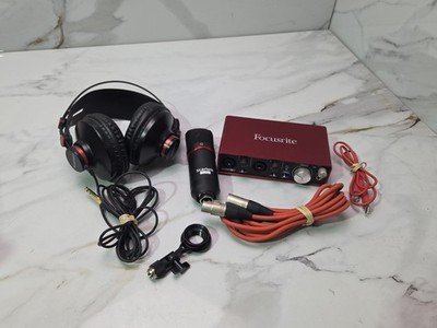 Focusrite Scarlett 2i2 Studio 2nd Gen Bundle XLR Microphone Headphones Cables