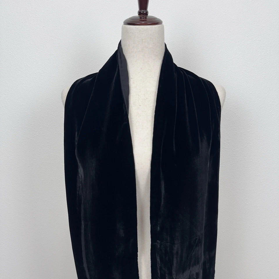 黑色天鹅绒串珠围巾女式均码巫婆黑暗浪漫吸血鬼奇思 — 第 2/4 张图片