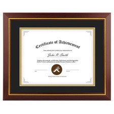 11x14 Diploma Frame Brown with Gold Trim - Display 8.5x11 Diploma with Black ...