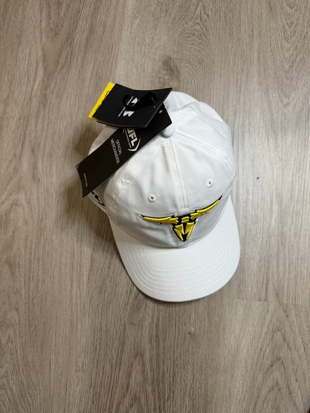 Under Armour Men's White Cap with Yellow Accents  One Size