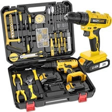 148Pcs Cordless Drill Tool Kit Set, Power Drill Tool Box with 20V Battery Ele...