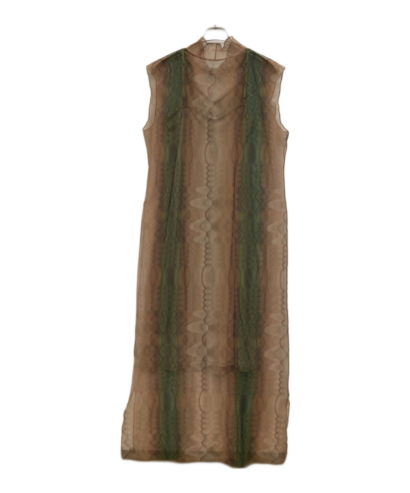 Ameri MEDI WAVE PATTERN SHEER DRESS Brown Size: M - image 2