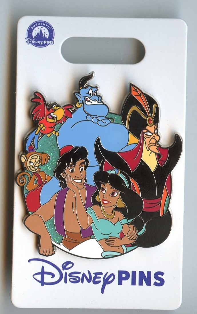 Disney Parks Aladdin Genie Jafar Jasmine Abu Iago Character Cluster Pin 2025