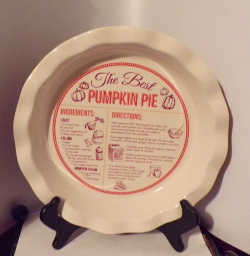 Dei 11" Stoneware Recipe Pie Plate Best Pumpkin Pie
Opens in a new window or tab