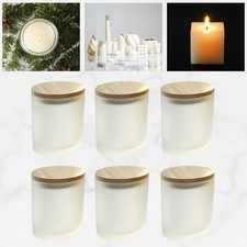 6 Pack 7 OZ Clear Candle Jars with Bamboo Lids Thick Glass Empty Jars