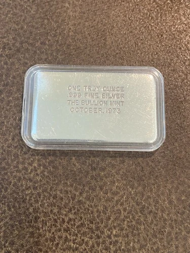 EXTREMELY RARE  Vintage 1973  1 oz .999 Silver Bar ~ The Bullion Mint